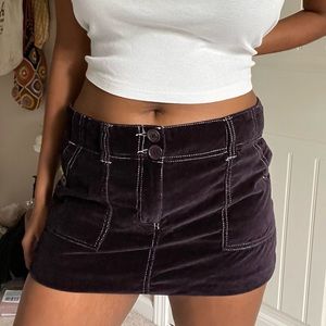 Purple Velvet Mini Skirt